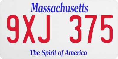 MA license plate 9XJ375