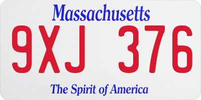 MA license plate 9XJ376