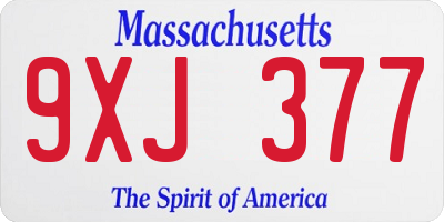 MA license plate 9XJ377