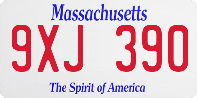MA license plate 9XJ390