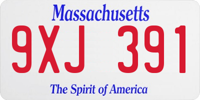 MA license plate 9XJ391