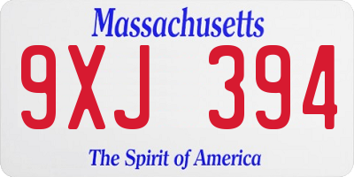 MA license plate 9XJ394