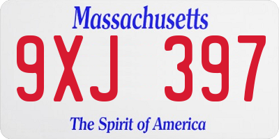 MA license plate 9XJ397