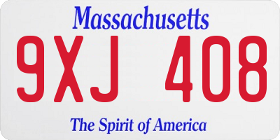 MA license plate 9XJ408