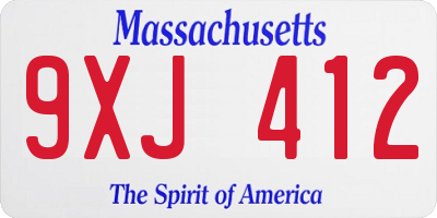 MA license plate 9XJ412