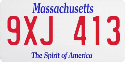 MA license plate 9XJ413