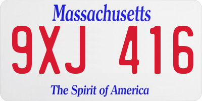 MA license plate 9XJ416