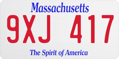 MA license plate 9XJ417