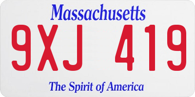 MA license plate 9XJ419