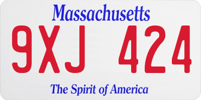 MA license plate 9XJ424