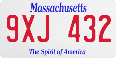 MA license plate 9XJ432