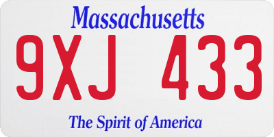 MA license plate 9XJ433