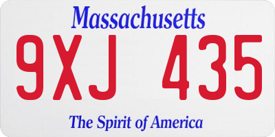 MA license plate 9XJ435