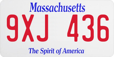 MA license plate 9XJ436