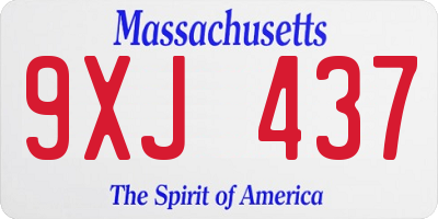 MA license plate 9XJ437