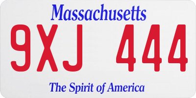 MA license plate 9XJ444
