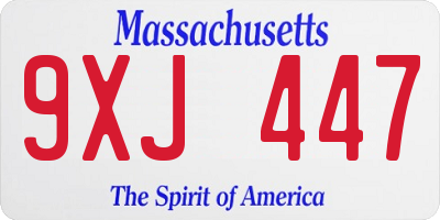 MA license plate 9XJ447