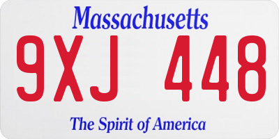 MA license plate 9XJ448