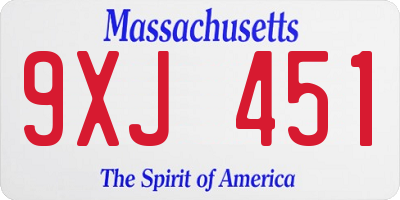 MA license plate 9XJ451