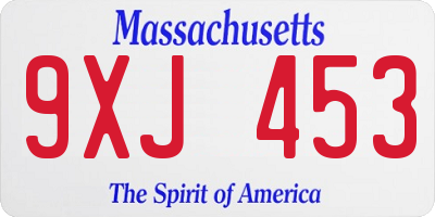 MA license plate 9XJ453