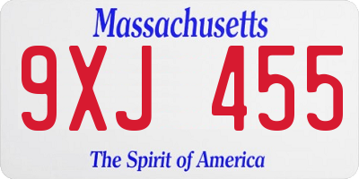 MA license plate 9XJ455