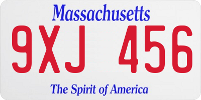 MA license plate 9XJ456