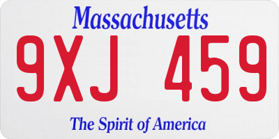 MA license plate 9XJ459