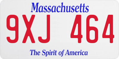MA license plate 9XJ464