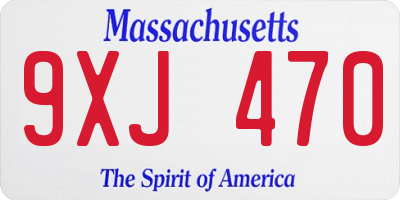 MA license plate 9XJ470