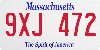 MA license plate 9XJ472