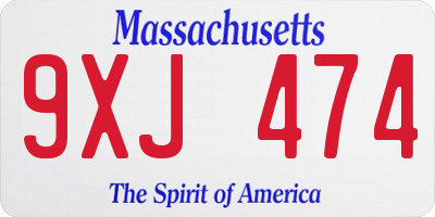 MA license plate 9XJ474