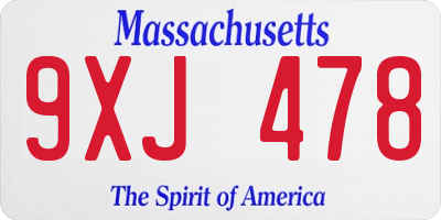 MA license plate 9XJ478