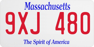 MA license plate 9XJ480