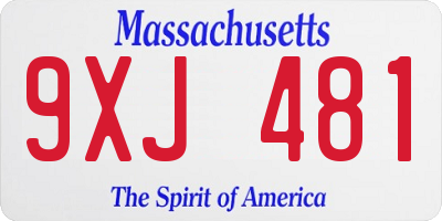 MA license plate 9XJ481
