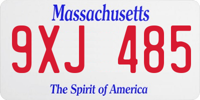 MA license plate 9XJ485
