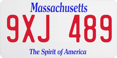 MA license plate 9XJ489