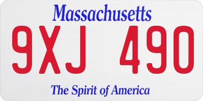 MA license plate 9XJ490