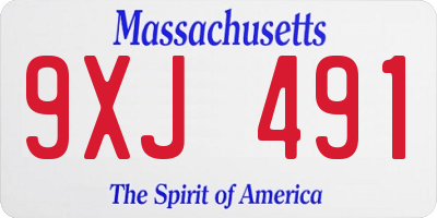 MA license plate 9XJ491