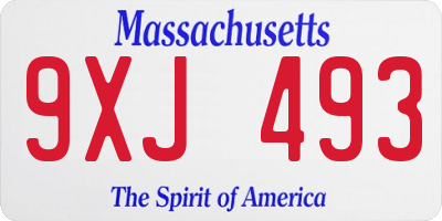 MA license plate 9XJ493