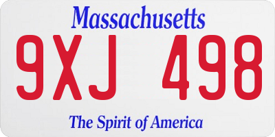 MA license plate 9XJ498