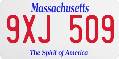 MA license plate 9XJ509