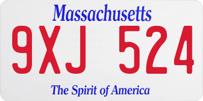 MA license plate 9XJ524