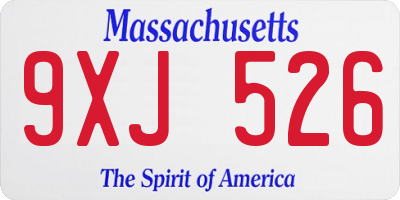 MA license plate 9XJ526