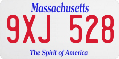 MA license plate 9XJ528