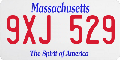 MA license plate 9XJ529