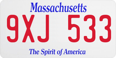 MA license plate 9XJ533