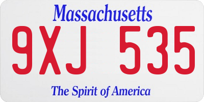 MA license plate 9XJ535