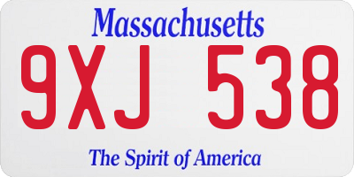 MA license plate 9XJ538
