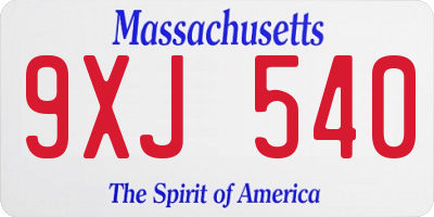 MA license plate 9XJ540