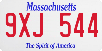 MA license plate 9XJ544
